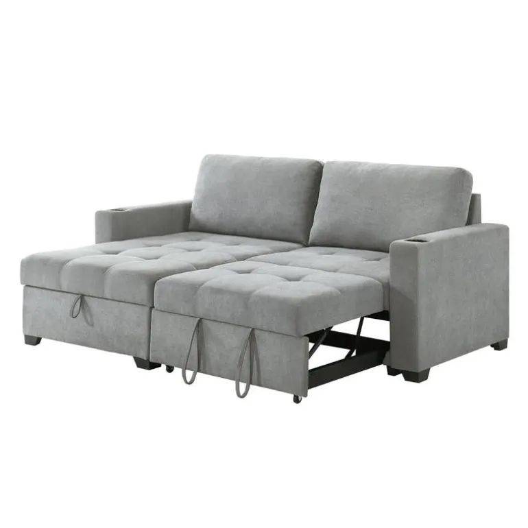 Compact Reversible Loveseat Bed with Storage - Grey