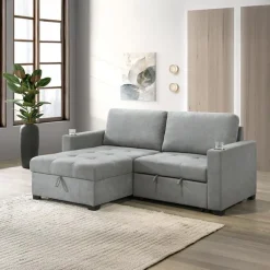 Compact Reversible Loveseat Bed with Storage - Grey