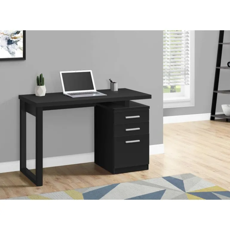 Computer desk - 3 drawers / wooden leg rectangular / left or right setup / fl - Monarch