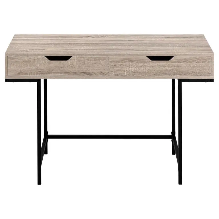 Computer desk - 2 storage drawers / recessed metal legs - 48"l - dark taupe w - Monarch