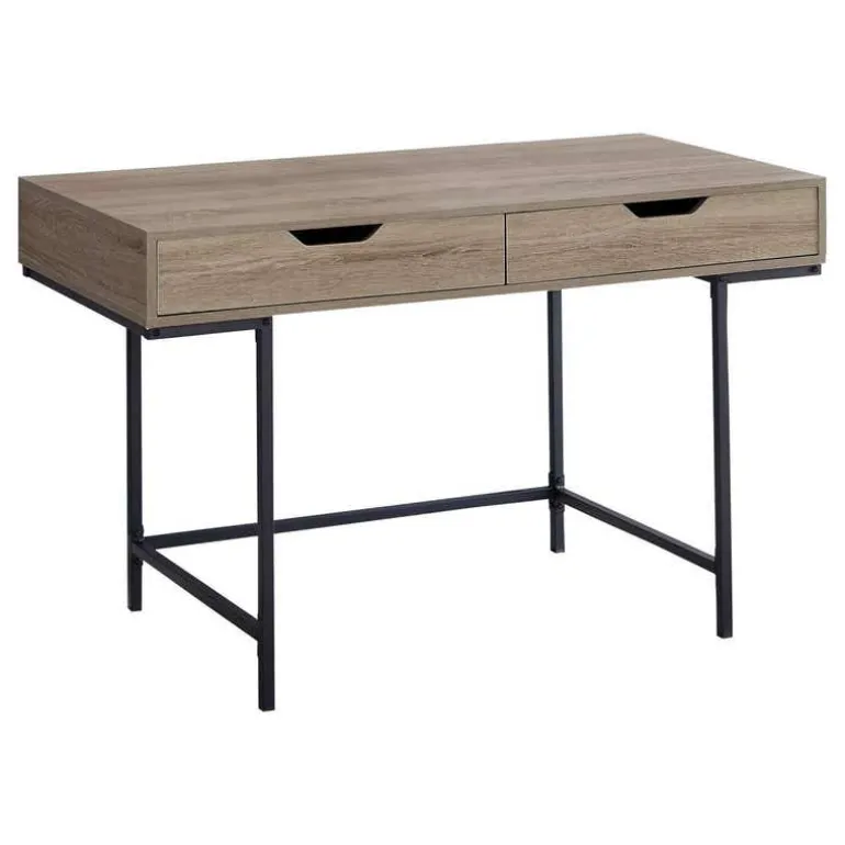 Computer desk - 2 storage drawers / recessed metal legs - 48"l - dark taupe w - Monarch