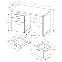 Computer desk - 3 storage drawers / left or right setup / floating desktop - - Monarch