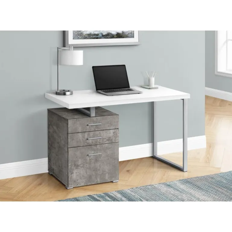 Computer desk - 3 storage drawers / left or right setup / floating desktop - - Monarch