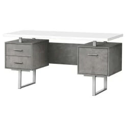 Computer desk - 3 storage drawers / reversible / floating desktop - 60