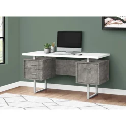 Computer desk - 3 storage drawers / reversible / floating desktop - 60