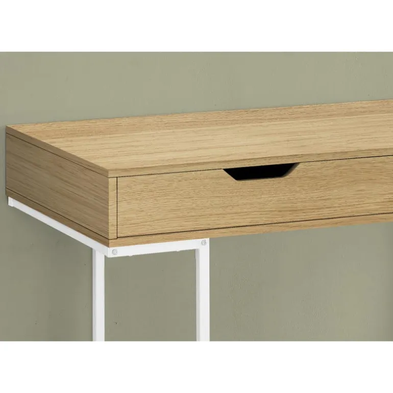 Computer desk - 2 storage drawers / recessed metal legs - 48"l - natural wood - Monarch
