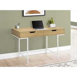 Computer desk - 2 storage drawers / recessed metal legs - 48
