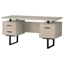Computer desk - 3 storage drawers / reversible / floating desktop - 60