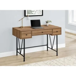 Computer desk - 3 storage drawer / metal legs v-shape design - 42"l - light r - Monarch