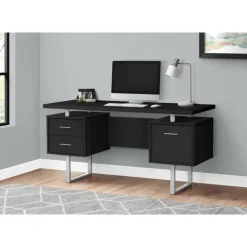 Computer desk - 3 storage drawers / reversible / floating desktop - 60"l - bl - Monarch