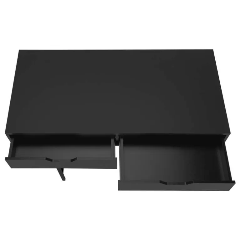 Computer desk - 2 storage drawers / recessed metal legs - 48"l - black / blac - Monarch