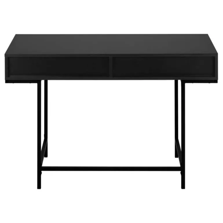 Computer desk - 2 storage drawers / recessed metal legs - 48"l - black / blac - Monarch