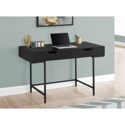 Computer desk - 2 storage drawers / recessed metal legs - 48