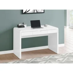 Computer desk - 1 storage drawer - 48"l - glossy white - Monarch