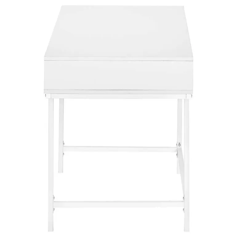 Computer desk - 2 storage drawers / recessed metal legs - 48"l - white / whit - Monarch