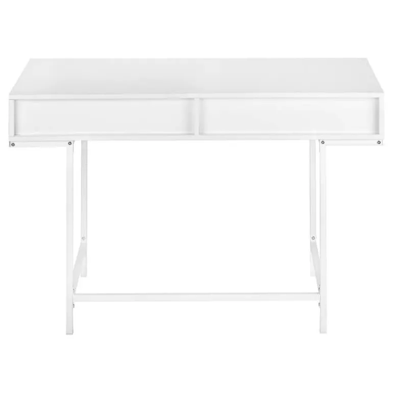 Computer desk - 2 storage drawers / recessed metal legs - 48"l - white / whit - Monarch
