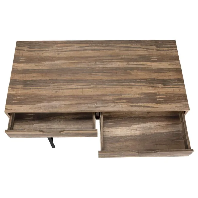 Computer desk - 2 storage drawers / recessed metal legs - 48"l - brown reclai - Monarch