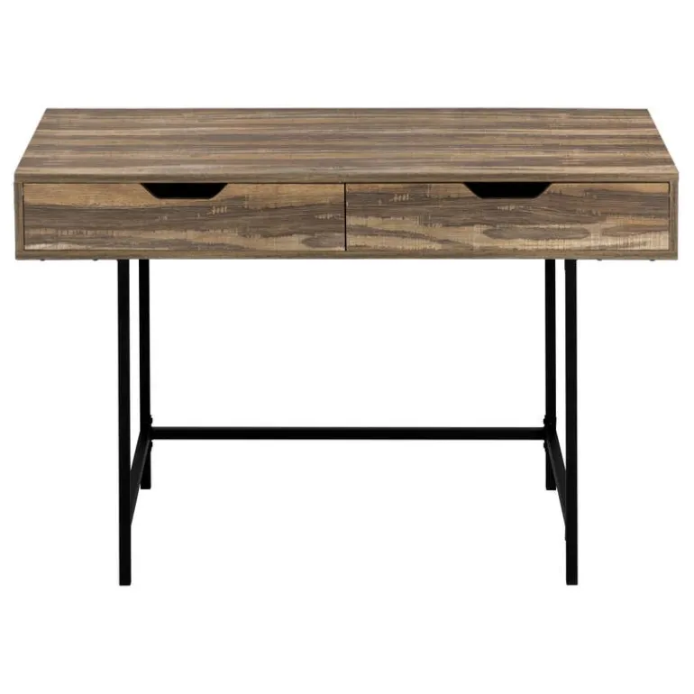 Computer desk - 2 storage drawers / recessed metal legs - 48"l - brown reclai - Monarch
