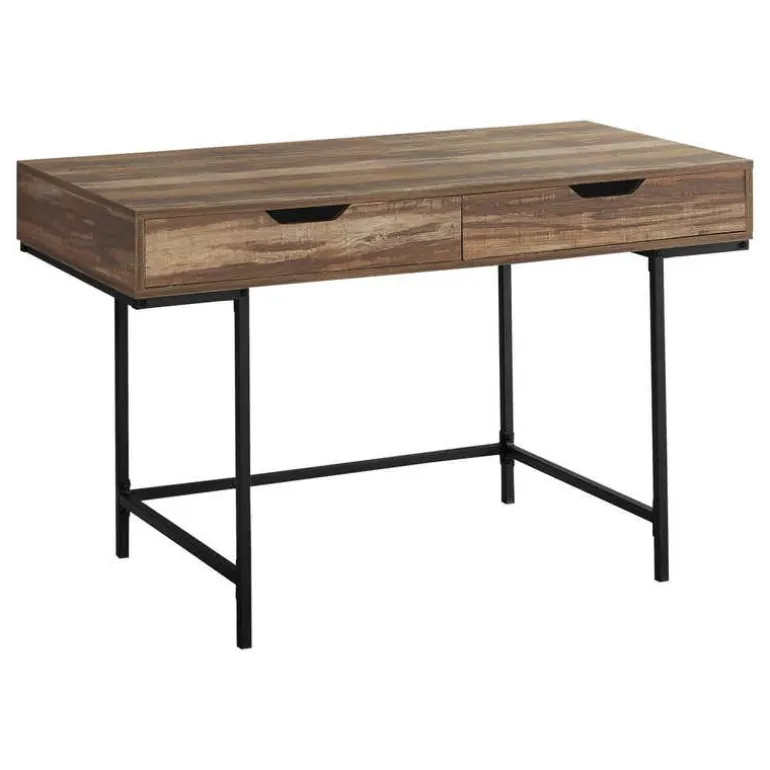 Computer desk - 2 storage drawers / recessed metal legs - 48"l - brown reclai - Monarch
