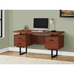 Computer desk - 3 storage drawers / reversible / floating desktop - 60"l - ch - Monarch