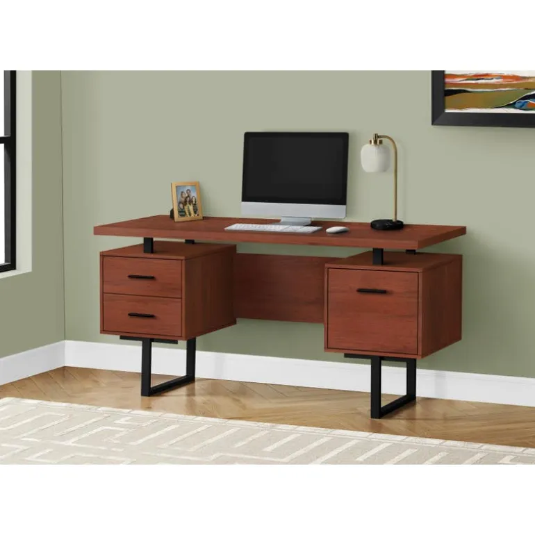 Computer desk - 3 storage drawers / reversible / floating desktop - 60"l - ch - Monarch