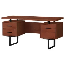 Computer desk - 3 storage drawers / reversible / floating desktop - 60