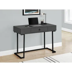Computer desk - 1 storage drawer / metal base - 42"l - modern grey / black - Monarch