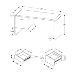 Computer desk - 2 storage drawers / left or right setup - 60"l - glossy white - Monarch