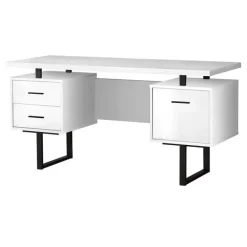 Computer desk - 3 storage drawers / reversible / floating desktop - 60"l - wh - Monarch