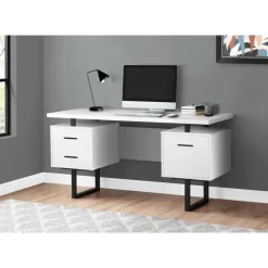 Computer desk - 3 storage drawers / reversible / floating desktop - 60