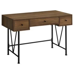 Computer desk - 3 storage drawer / metal legs v-shape design - 42