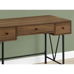 Computer desk - 3 storage drawer / metal legs v-shape design - 42