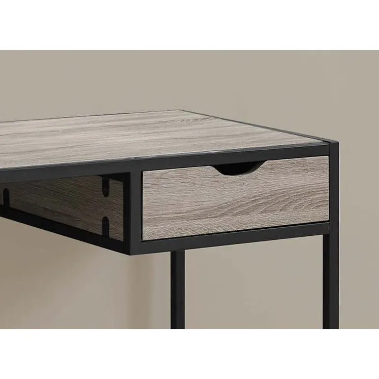 Computer desk - 1 storage drawer / metal frame - 42"l - dark taupe wood-look - Monarch