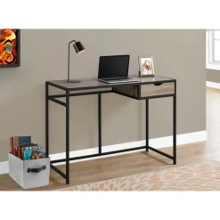 Computer desk - 1 storage drawer / metal frame - 42"l - dark taupe wood-look - Monarch