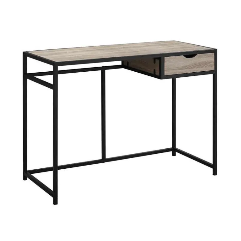 Computer desk - 1 storage drawer / metal frame - 42"l - dark taupe wood-look - Monarch