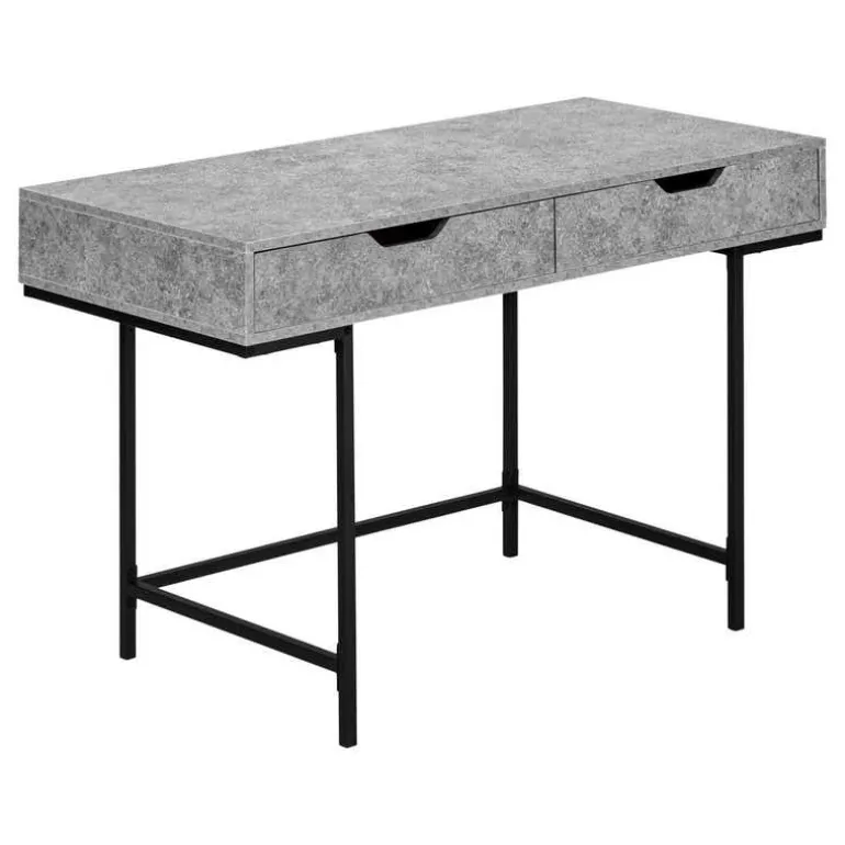 Computer desk - 2 storage drawers / recessed metal legs - 48"l - grey stone-l - Monarch