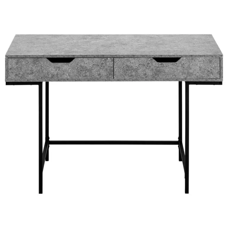 Computer desk - 2 storage drawers / recessed metal legs - 48"l - grey stone-l - Monarch
