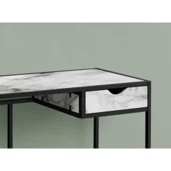 Computer desk - 1 storage drawer / metal frame - 42"l - white marble-look / b - Monarch