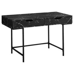 Computer desk - 2 storage drawers / recessed metal legs - 48"l - black marble - Monarch
