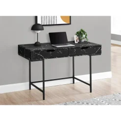 Computer desk - 2 storage drawers / recessed metal legs - 48