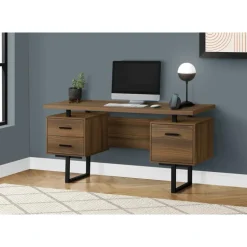 Computer desk - 3 storage drawers / reversible / floating desktop - 60