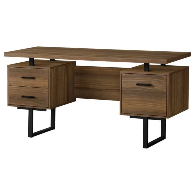 Computer desk - 3 storage drawers / reversible / floating desktop - 60"l - wa - Monarch
