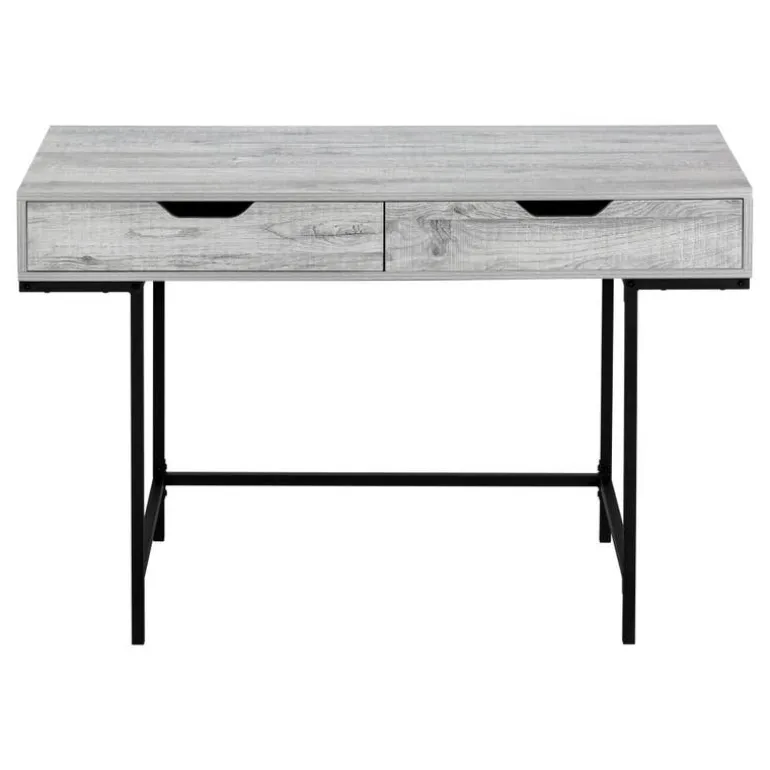 Computer desk - 2 storage drawers / recessed metal legs - 48"l - grey wood-lo - Monarch