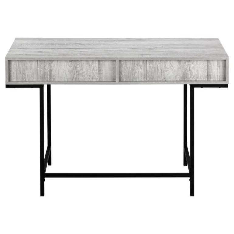 Computer desk - 2 storage drawers / recessed metal legs - 48"l - grey wood-lo - Monarch
