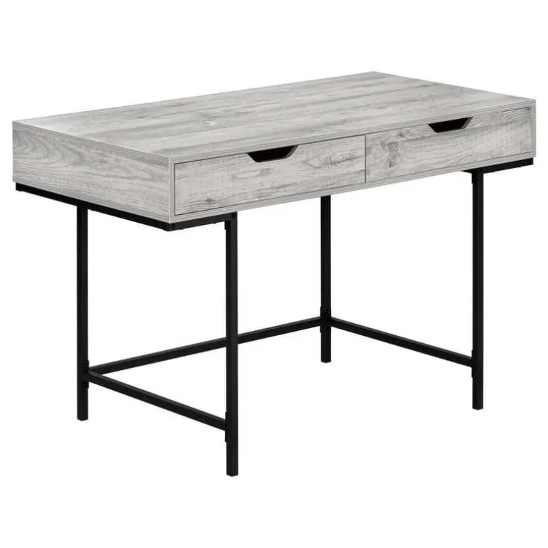 Computer desk - 2 storage drawers / recessed metal legs - 48"l - grey wood-lo - Monarch