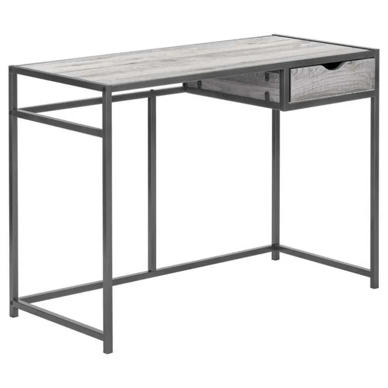 Computer desk - 1 storage drawer / metal frame - 42"l - grey wood-look / dark - Monarch