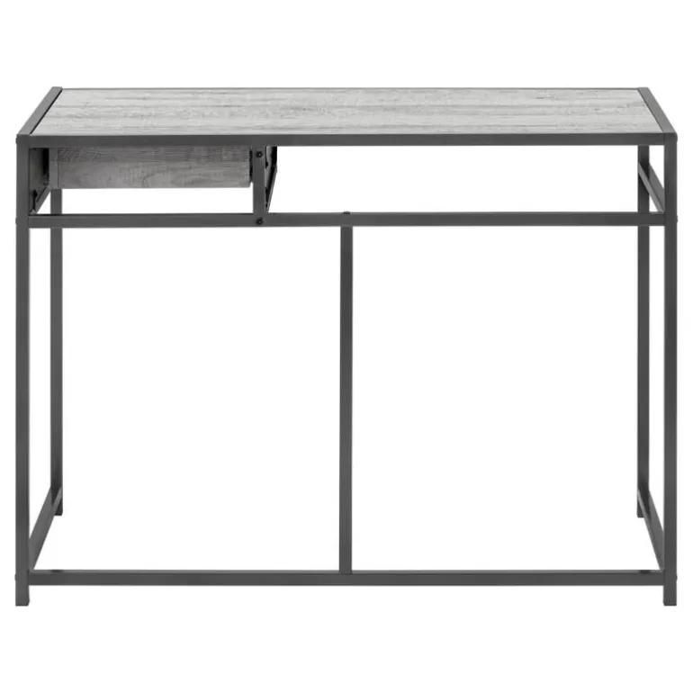 Computer desk - 1 storage drawer / metal frame - 42"l - grey wood-look / dark - Monarch