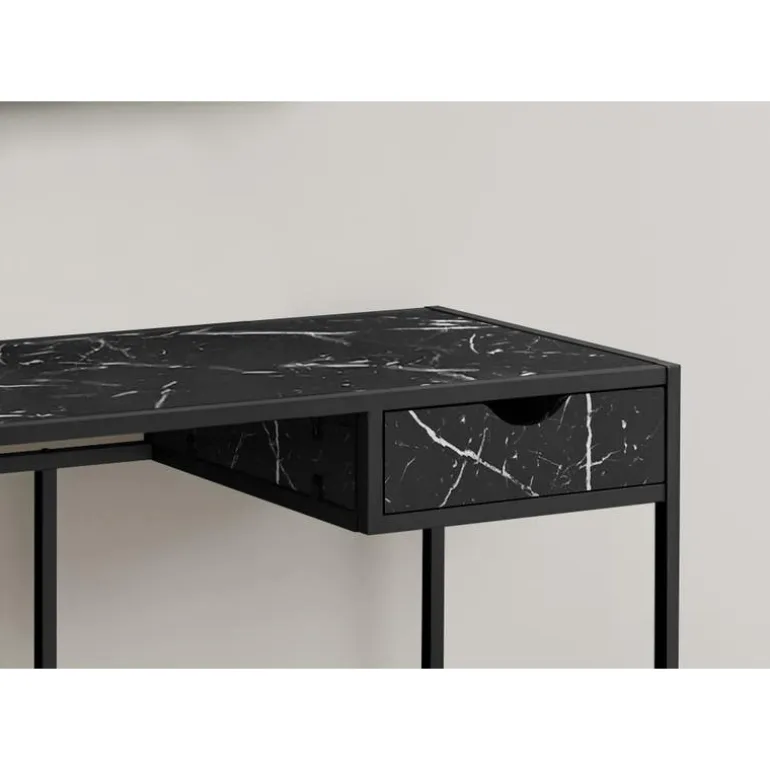 Computer desk - 1 storage drawer / metal frame - 42"l - black marble-look / b - Monarch