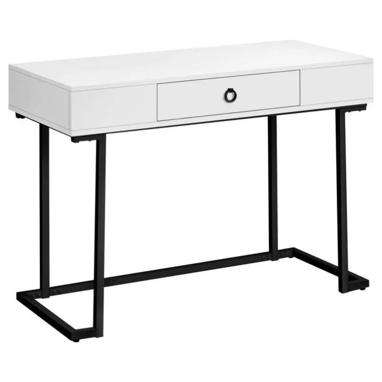 Computer desk - 1 storage drawer / metal base - 42"l - white / black - Monarch