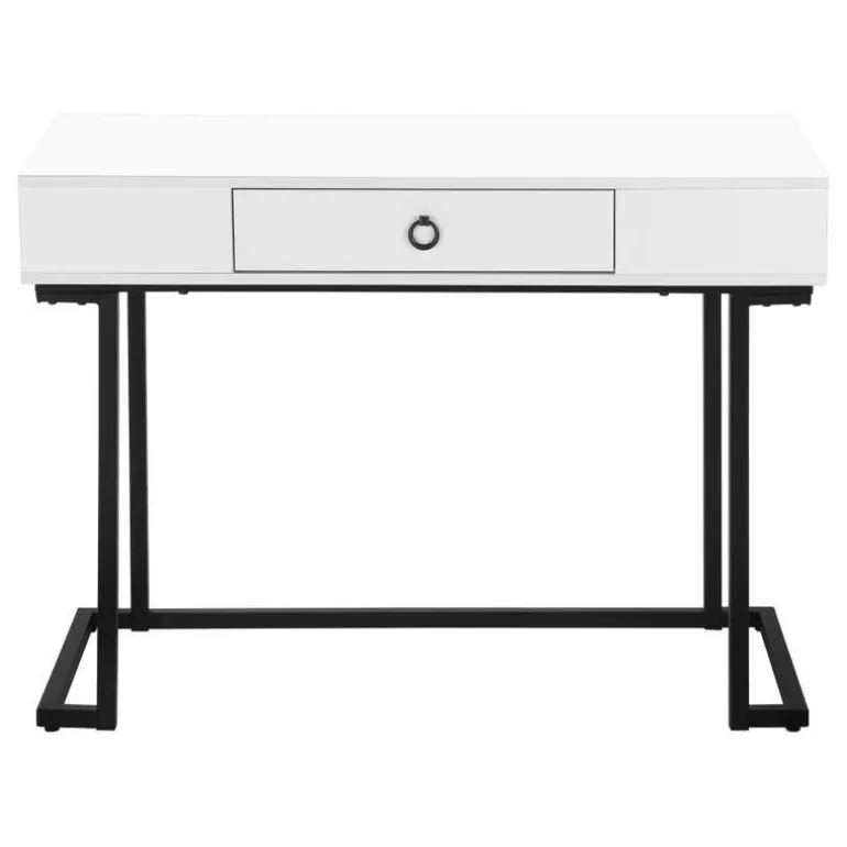 Computer desk - 1 storage drawer / metal base - 42"l - white / black - Monarch